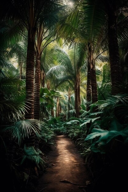 Forest with Palm Trees Ai generative