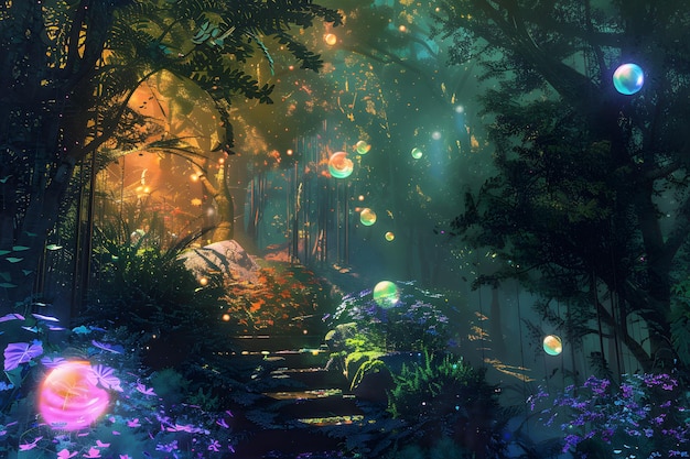 a forest with a path in the middle of it