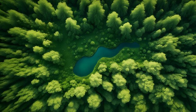 Photo a forest with a pond and trees in the background