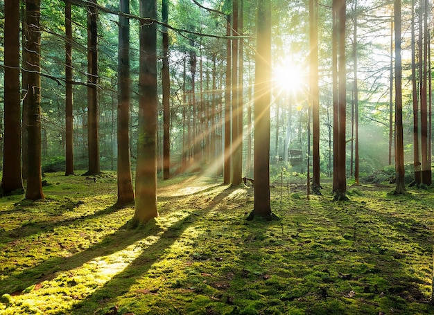 Forest with sunlight