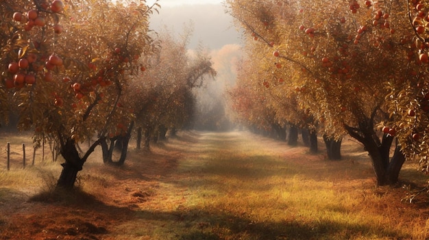 A forest with trees and the word apple on it