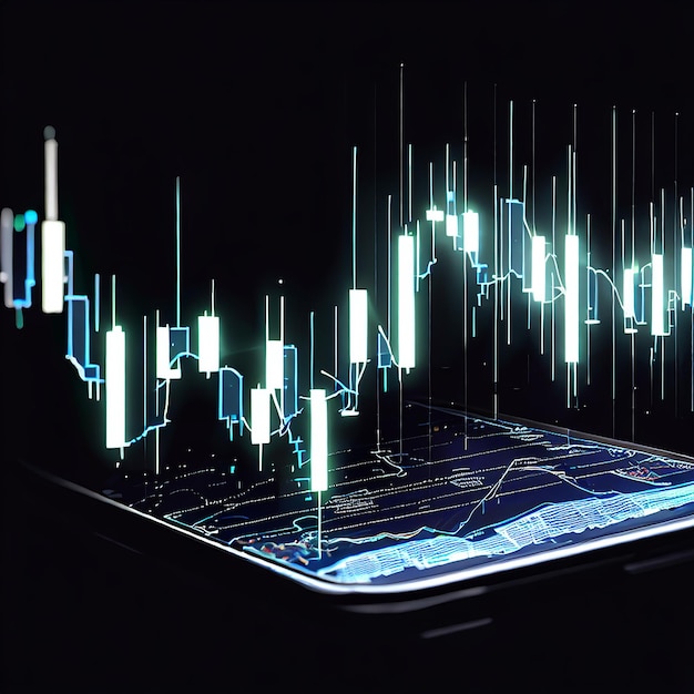 Foto dispositivo grafico forex su sfondo nero