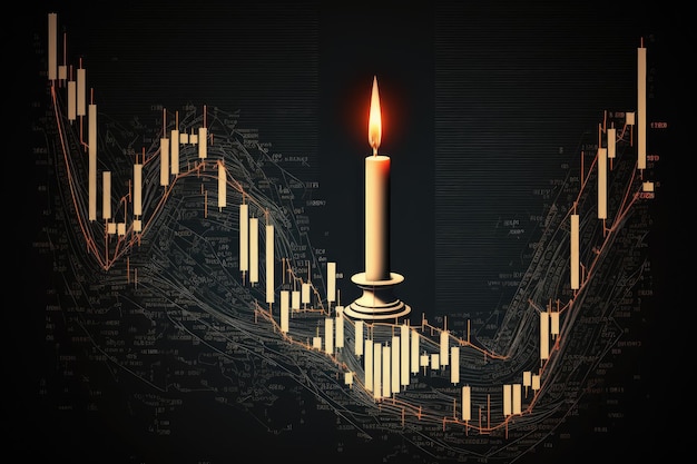 Photo forex currency trading chart graphic with investment candlestick graph