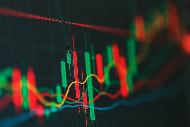 Forex-grafiek van groene en rode aandelenstokken