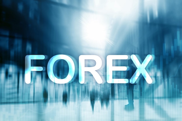 Forex trading and investment concept on double exposure blurred background