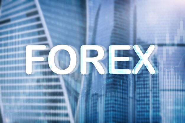 Forex trading and investment concept on double exposure blurred background