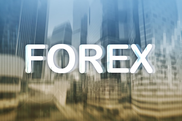 Forex trading and investment concept on double exposure blurred background