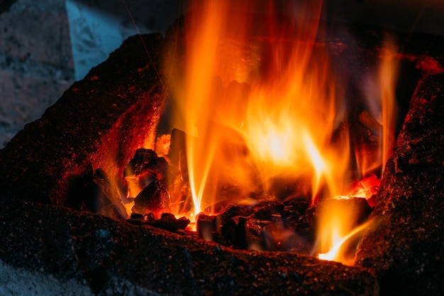 Forge fire Forge fire used for creating iron tools in blacksmith's.