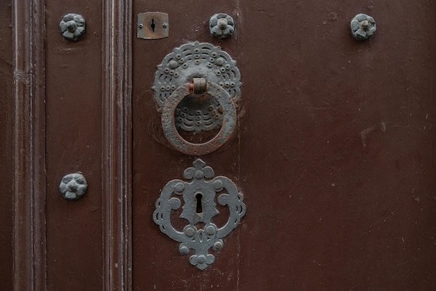 Forged elements on the old front door