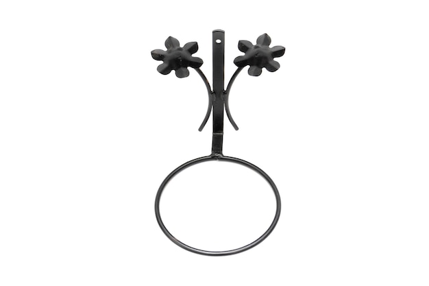 Forged metal pot holder for walls, isolated on white background. Decoration concept.