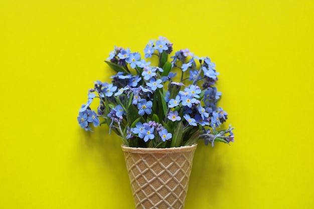 Forgetmenots in a waffle cone