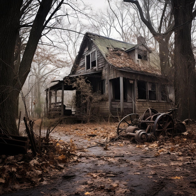 Photo forgotten solitude abandoned house in decay