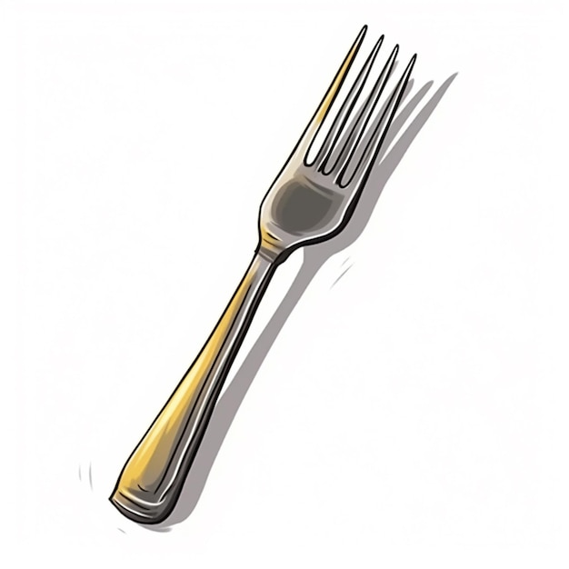 A fork is on a white background with a shadow on it.