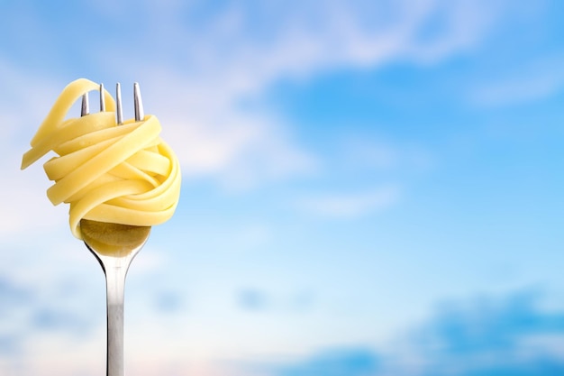 Fork just spaghetti background isolated closeup food