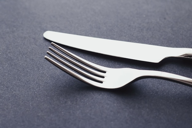 Fork and knife silver cutlery for table decor minimalistic design and diet