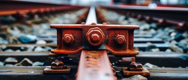 Photo a fork in the railroad tracks in two directions