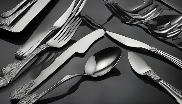 Photo a fork and spoon are placed next to each other