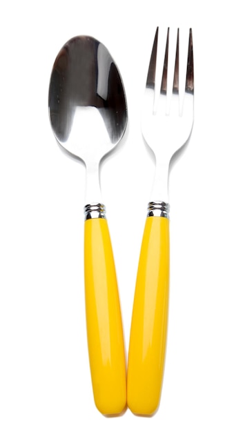 Fork and spoon isolated on white