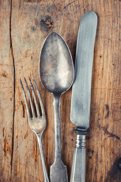 Fork, spoon and knife closeup