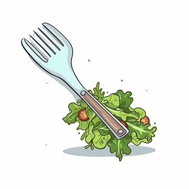 Photo a fork with a fork and a salad on it