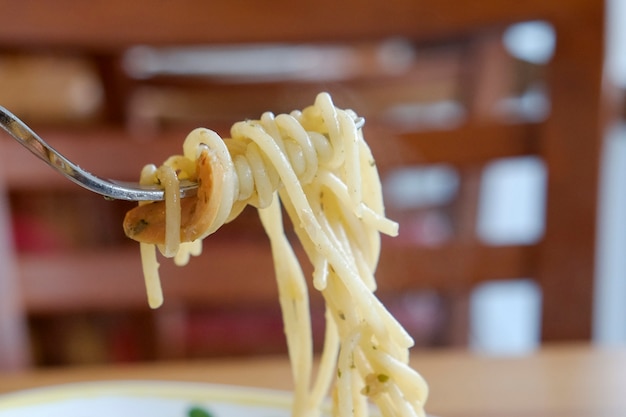 Fork with spaghetti