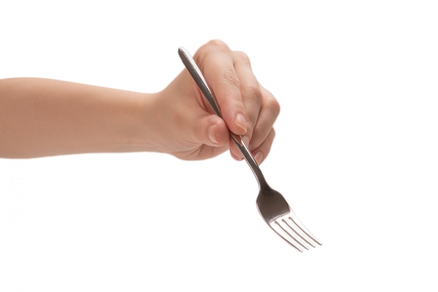 Photo fork in woman's hand