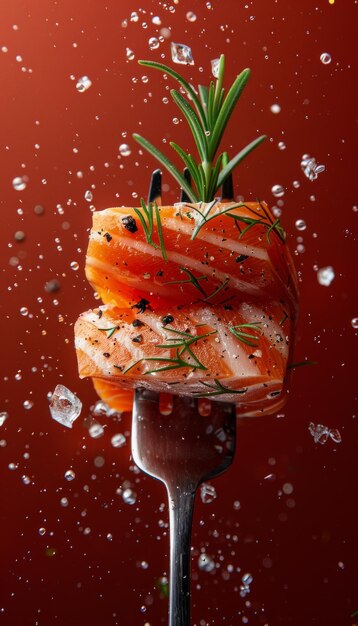 A forkful of delicious salmon