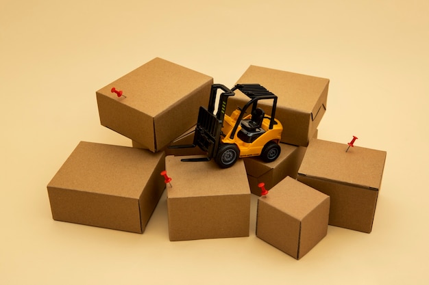 forklift and boxes supply chain