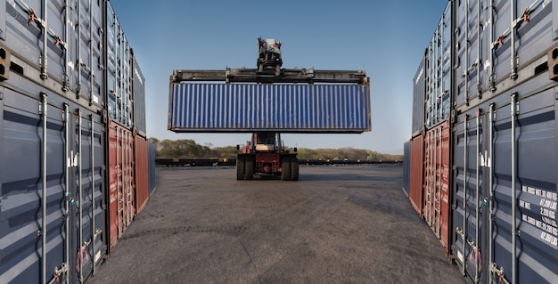 Forklift handling holding container box