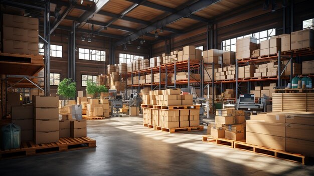 Premium AI Image | forklift in the large modern warehouse