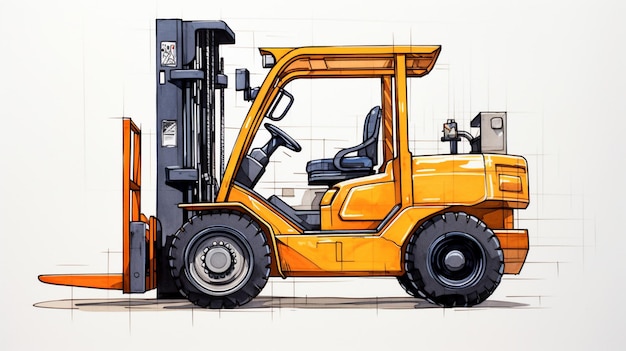 Forklift line drawing illustration