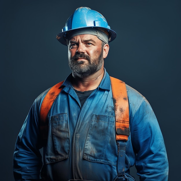 Forklift Operator in Action Isolated on Blue Background