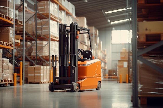 Forklift in stock Labor Day High shelves in stock AI Generated