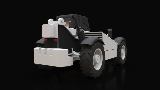 Forklift truck on a black background. 3d rendering.