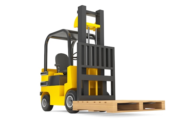 Forklift Truck with empty palette on a white background