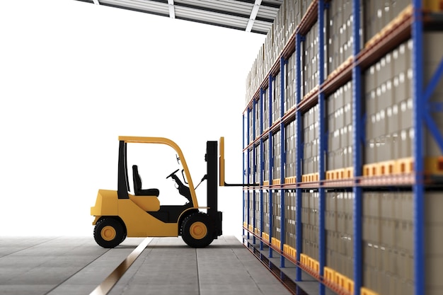 Forklift in warehouse