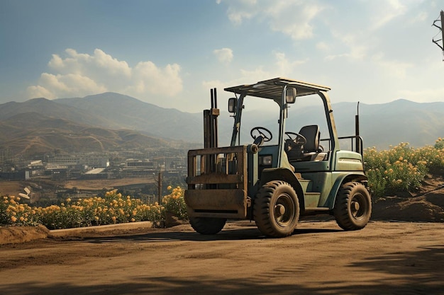 Forklift with a rural landscape in the background Best forklift picture