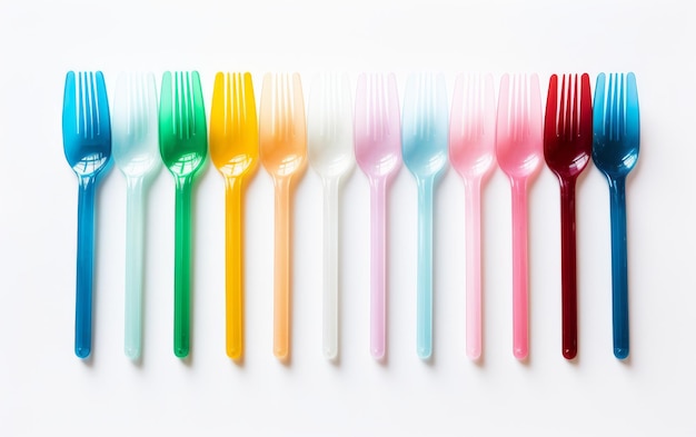 Forks Lined Up on White Surface