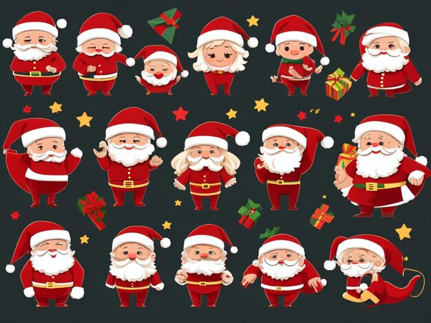 A formal depiction of Santa Claus and a group of Christmas characters