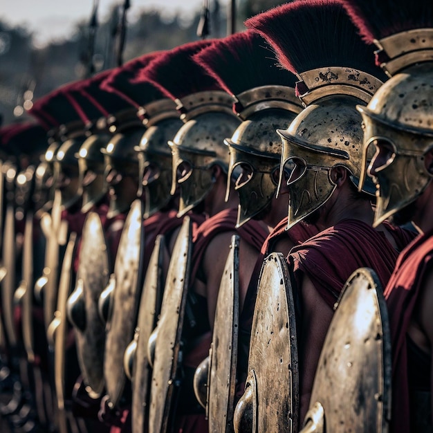 Photo formation of the spartan phalanx determination and unity in battle