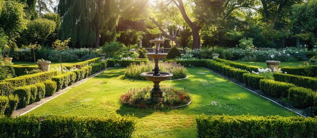 Formele tuin met ontworpen landschapspark