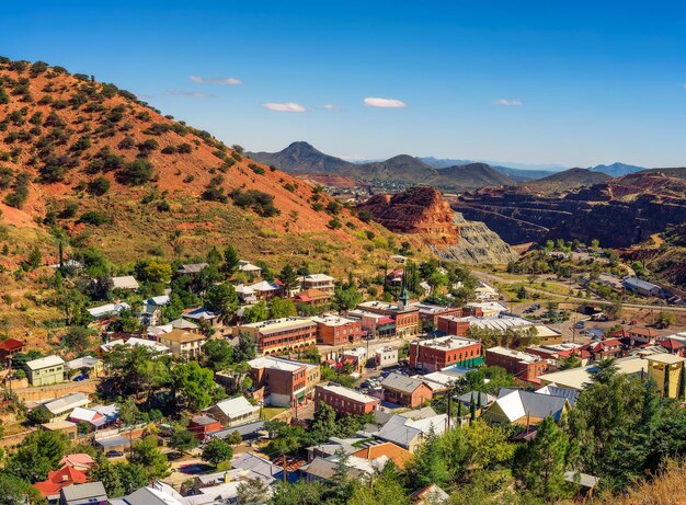 Former mining town of Bisbee and Mule Mountains in Arizona