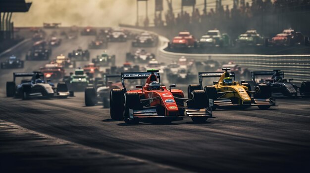 Photo formula 1 racing cars generative ai