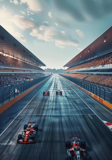 Photo formula one cars racing on a track