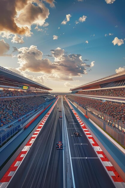 Formula One cars racing on a track