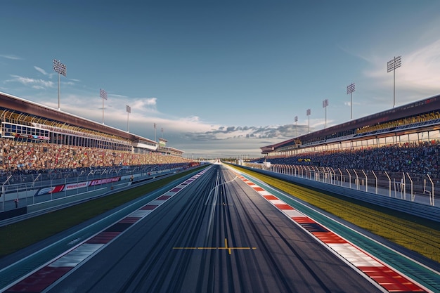 Photo formula one race track with empty stands