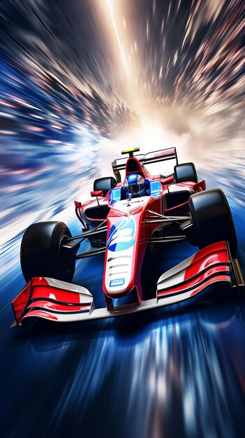 Photo formula race car with motion blur effect