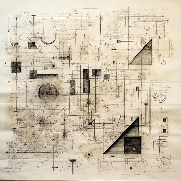 Foto formule e note in inchiostro su un vecchio foglio di carta