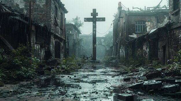 A Forsaken Alley With Derelict Buildings Wallpaper