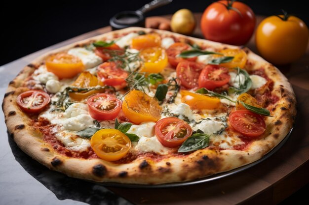 Foto fort lauderdale pizza pie met mozzarella en tomaten.